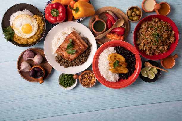 istock Buffet table full of lunch assorted dishes Peru Peruvian food 2154323453