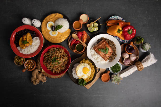 istock Buffet table full of lunch assorted dishes Peru Peruvian food 2154323539