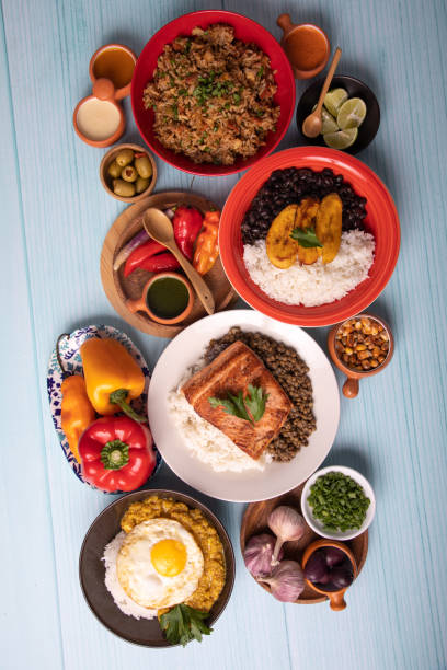 istock Buffet table full of lunch assorted dishes Peru Peruvian food 2154323777