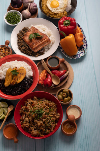 istock Buffet table full of lunch assorted dishes Peru Peruvian food 2154324234