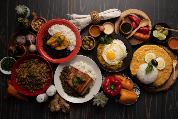 istock Buffet table full of lunch assorted dishes Peru Peruvian food 2154324314