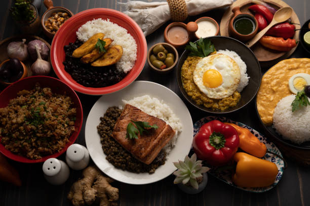 istock Buffet table full of lunch assorted dishes Peru Peruvian food 2154324421