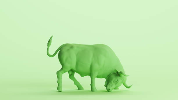 istock Green bull strong bullish large wild big soft tones mint background 2154324670