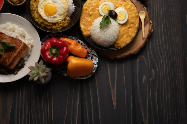istock Buffet table full of lunch assorted dishes Peru Peruvian food 2154324705