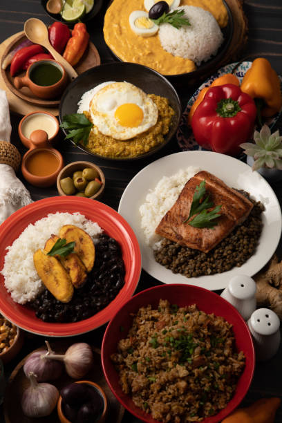 istock Buffet table full of lunch assorted dishes Peru Peruvian food 2154324771