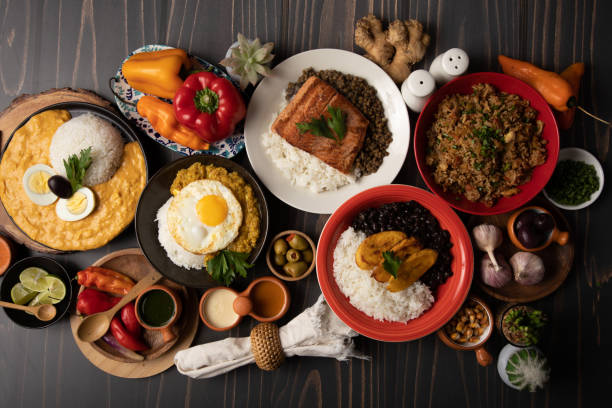 istock Buffet table full of lunch assorted dishes Peru Peruvian food 2154325047