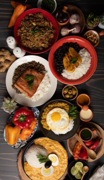 istock Buffet table full of lunch assorted dishes Peru Peruvian food 2154325058