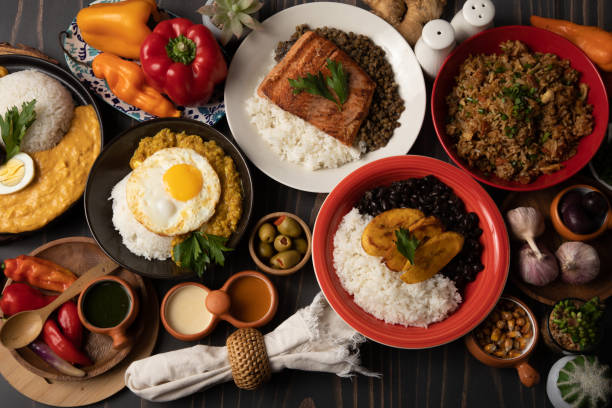 istock Buffet table full of lunch assorted dishes Peru Peruvian food 2154325059
