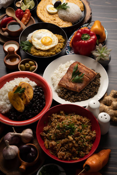 istock Buffet table full of lunch assorted dishes Peru Peruvian food 2154325148
