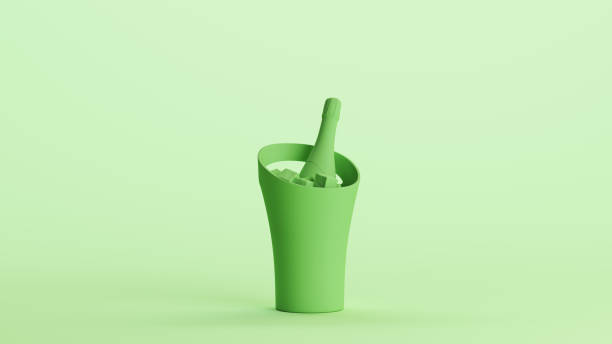 istock Green ice bucket Champaign wine cold drink soft tones mint background 2154327487