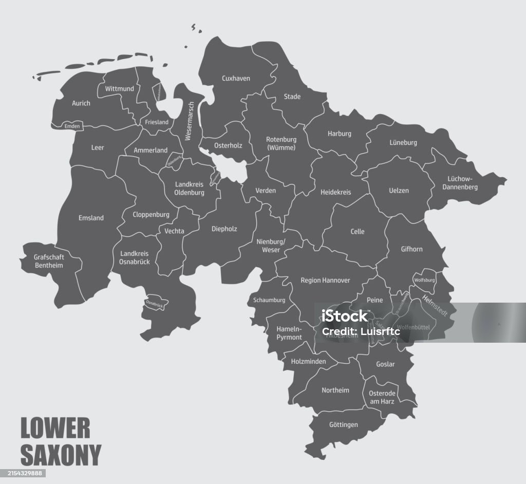 Lower saxony administrative map Lower saxony administrative map