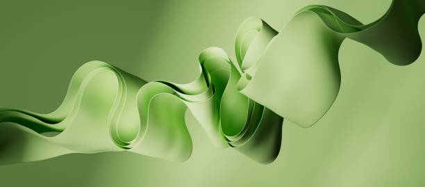 istock Abstract green wallpaper. Curvy folded paper background. 3d render 2154330628