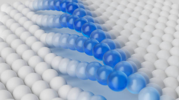 istock 3d render. Abstract background of blue and white balls. Metaphor of anomaly in ordered structure. Visual concept of atomic layer. 2154331352