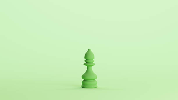 Green chess piece bishop strategy game competition challenge mint background