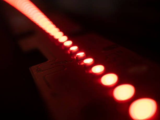 istock Red led strip on a black background. Selective focus. Shallow depth of field 2154331836