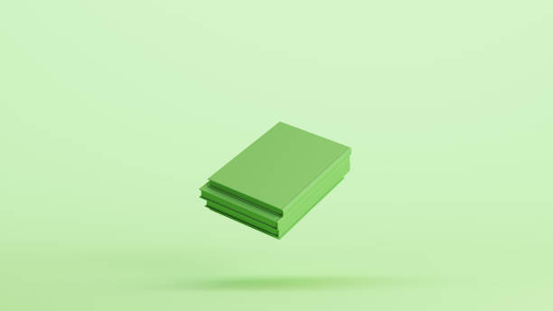 Green books notebook hardcover row education information soft tones mint background 3d illustration render digital rendering