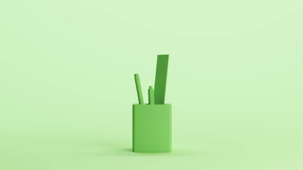 istock Green desk tidy studio space object pen pencil mint background 2154335791