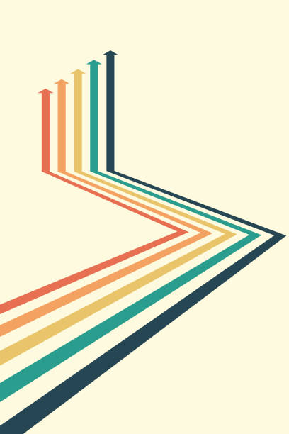 ilustrações de stock, clip art, desenhos animados e ícones de abstract arrow direction illustration flat design copy space business leader speed concept - em cima de