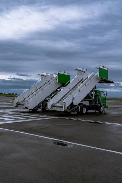 istock Mobile Boarding Stairs on Airport Tarmac 2154342051