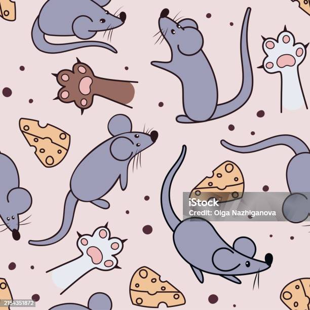 Mouse Pattern Sticker Cute Mice Pattern Stock Illustration - Download Image Now - Animal ...
