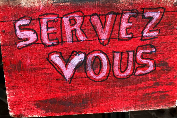 Paris, France: Painted Handmade Sign: Servez Vous (Self Service)