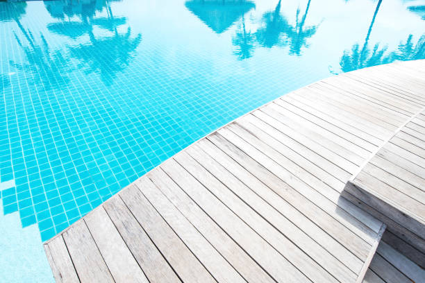 istock Boardwalk beside tropical resort swimming pool 2154368216