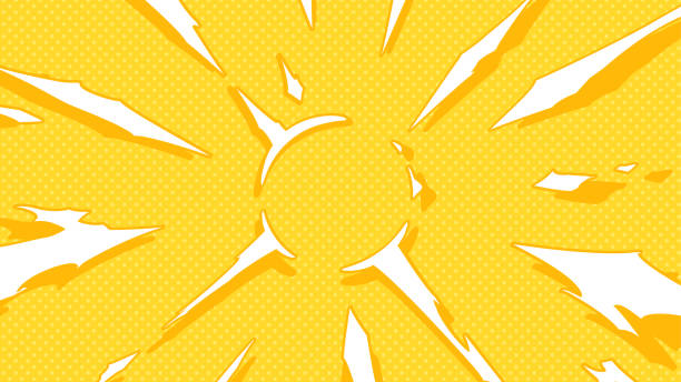 American comic style_Background of impact-like explosion effect of attack_Yellow_16:9