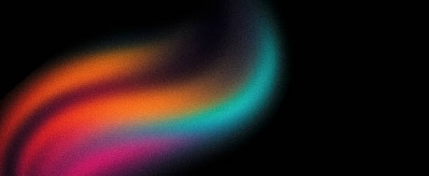 istock Grainy gradient background, orange blue magenta pink abstract glowing color flow wave black dark backdrop noise texture banner design 2154376063
