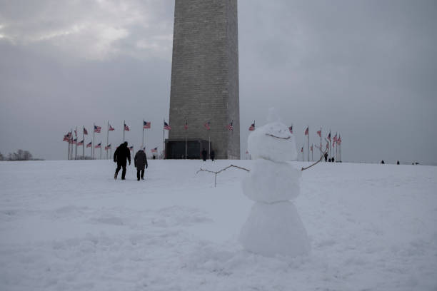 Sunrise on the National Mall in Washington DC after fresh snowfall