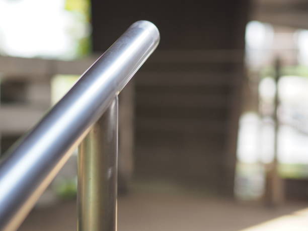 istock Silver-gray iron railings and black-gray and light-white cement pillars. 2154383407