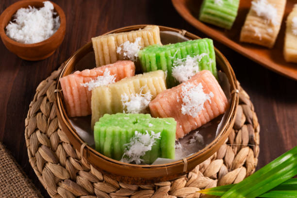 istock Getuk Lindri is a traditional Indonesian dessert made from mashed cassava, and topped with grated coconut. 2154393015
