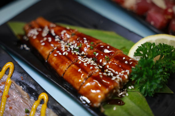 istock grilled eel or grilled unagi with sauce (Kabayaki) - .Japanese food. 2154393855