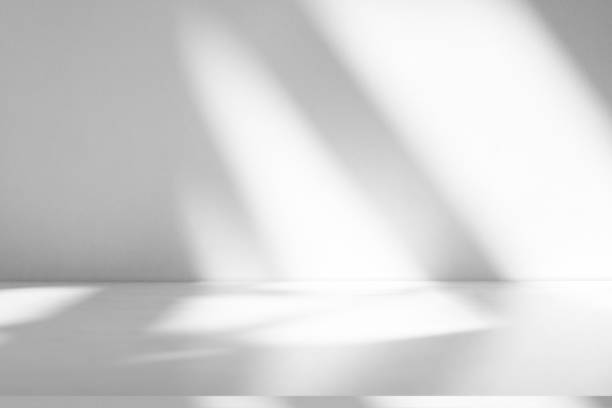 istock Wall interior background, studio and backdrops show products.with shadow from window color white . background for text insertion and presentation product 2154394261