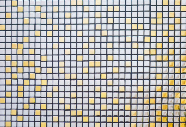 Abstract white and yellow mosaic background, mosaic floor pattern background