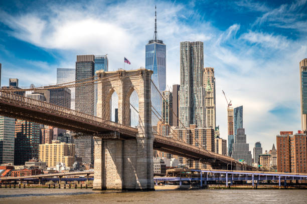 istock Brooklyn Bridge in a sunny day seen from the river 2154395690