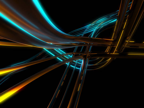istock Abstract Futuristic Background with Lines Stripes. Wallpaper design mock up 2154398611
