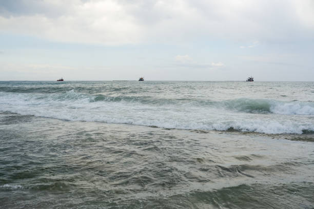 Mediterranean seaside coast in stormy weather. High quality photo
