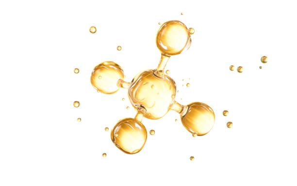 istock Golden molecular structure, skincare and biomedical concept, 3d rendering. 2154400358