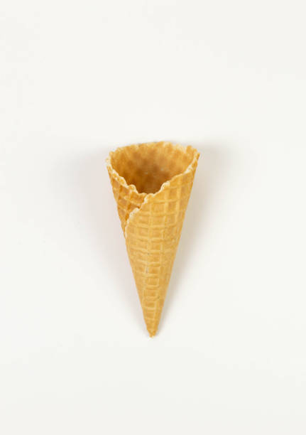 istock Top view of ice cream waffle cone on white background. 2154402555