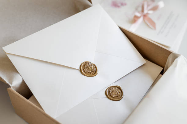Invitation envelopes closed with wax seal