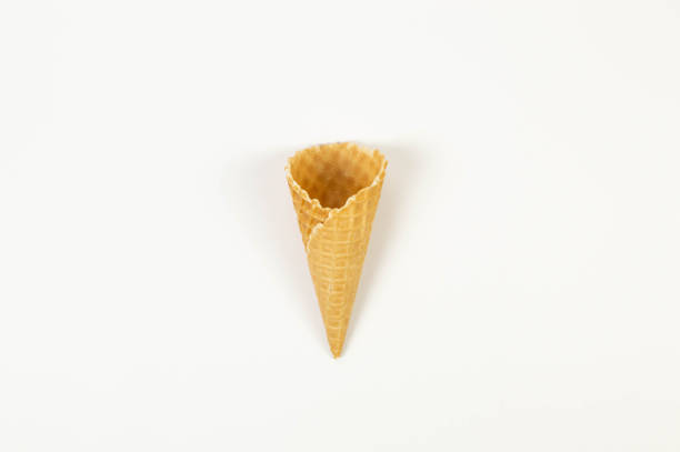 istock Top view of ice cream waffle cone on white background. 2154403000