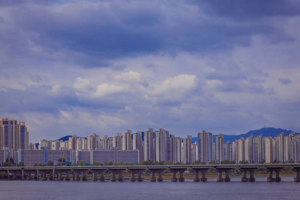 a high-rise building along the Han River in Seoul