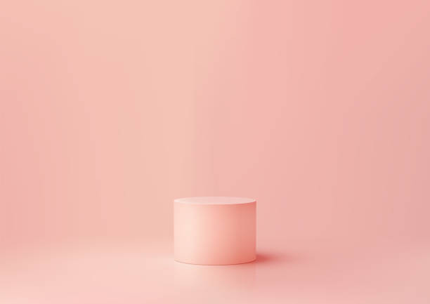 istock 3D simple pink cylinder podium sits on a pink background, minimal concept 2154410385