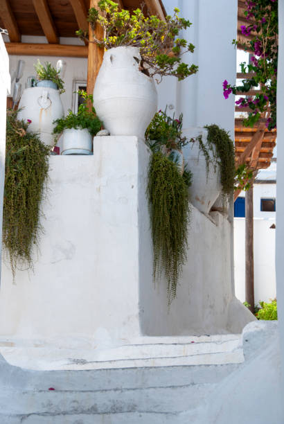 Greek pottery outside in Mykonos Island