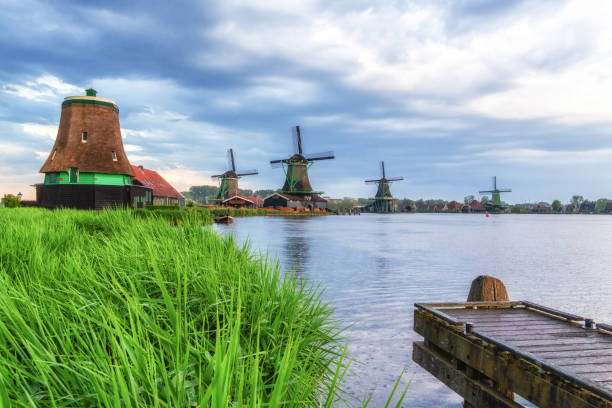 istock Windmill landscape in the Zaanse Schans, the Netherlands 2154415633