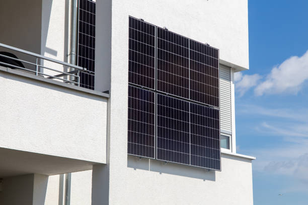 istock Solar facade: New residential building with solar modules on the facade 2154415846