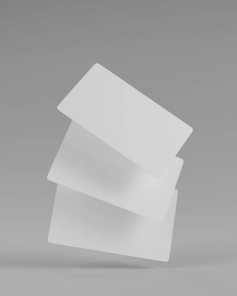 Three blank cards on gray background for business card mock up.