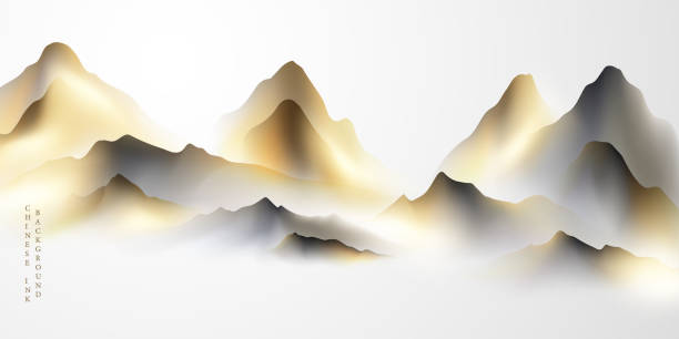 istock Modern design vector illustration of beautiful Chinese ink landscape painting. 2154420699
