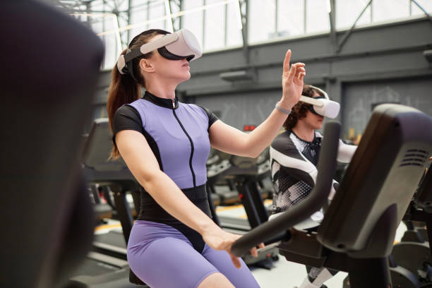 istock Girl using Immersive VR in Gym 2154423057