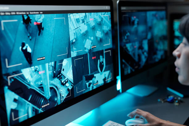 istock Monitors with cctv video on screens 2154426710
